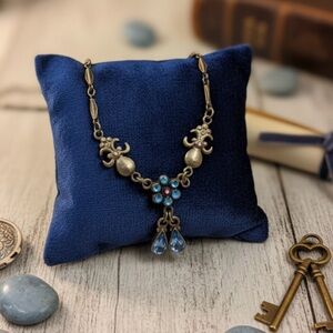 Montreal Artist Sylvie Germain Flower Teardrop Crystal Necklace